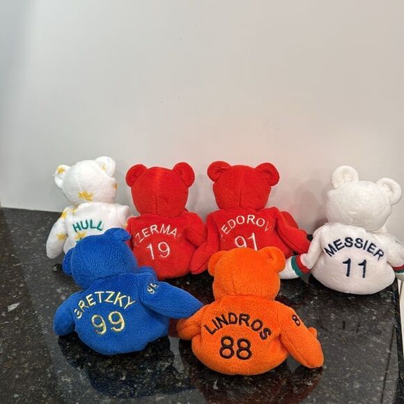 1999 Salvino's Bammers NHL Plush Beanie Bears (Lot of 6 diff) - Picture 2 of 3